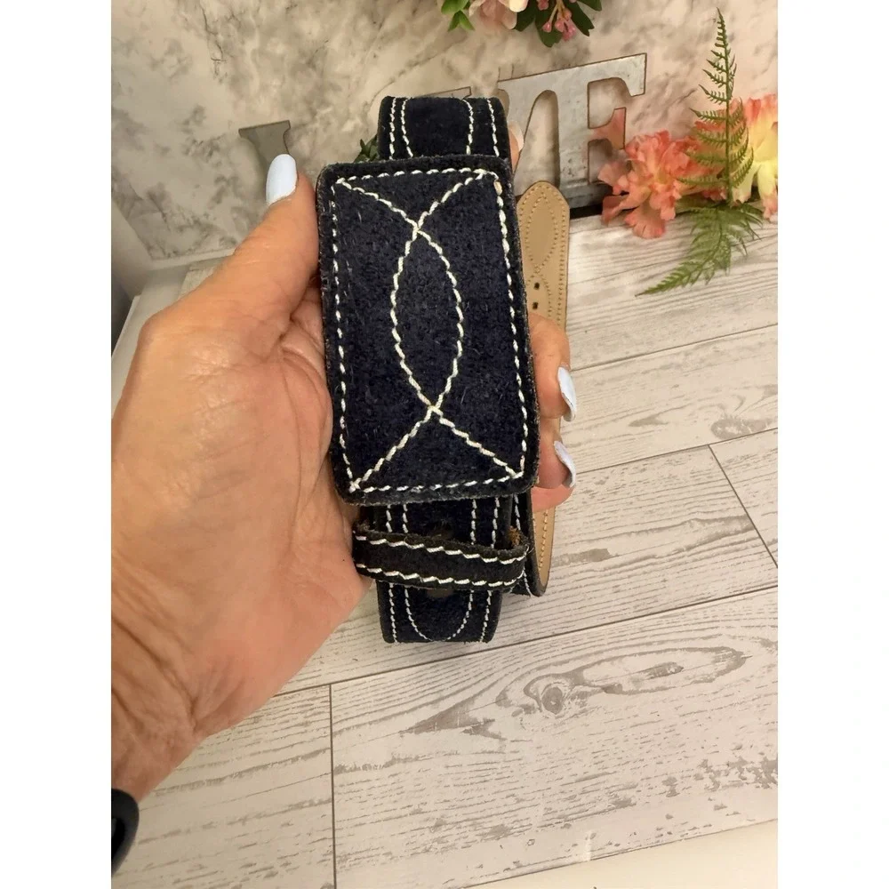 Vintage JC Penneys Blue Suede Belt 1.5